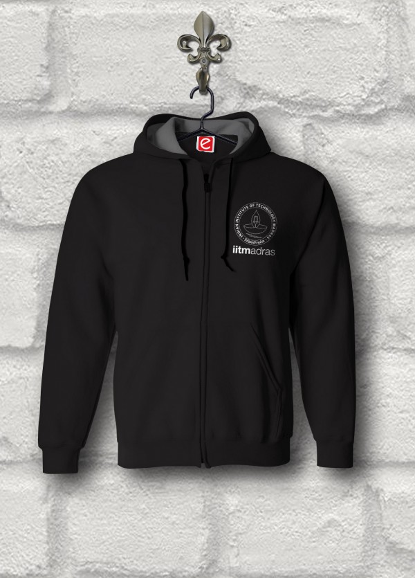 IIT Madras Hoodie - Black with Front Zip