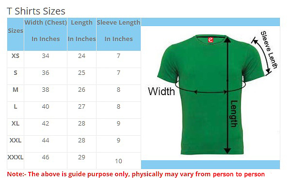 t shirt size chart