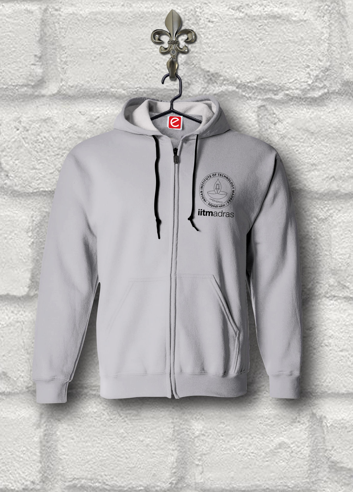 IIT Madras Hoodie - Grey with Front Zip