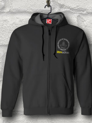 IIT Madras Hoodie - Black with Front Zip