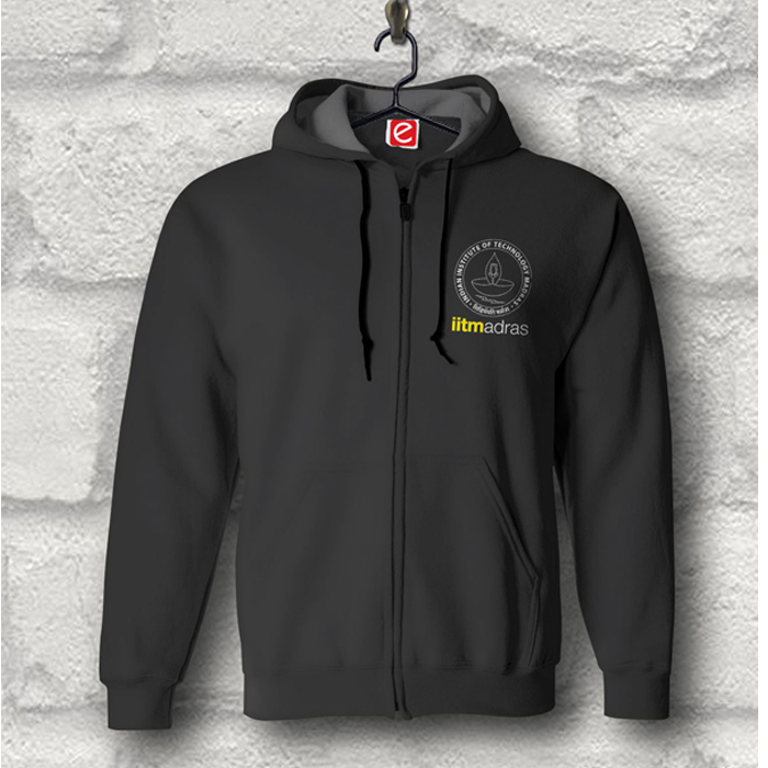 IIT Madras Hoodie - Black with Front Zip