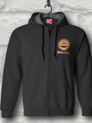 IIT Madras Hoodie - Black with Front Zip