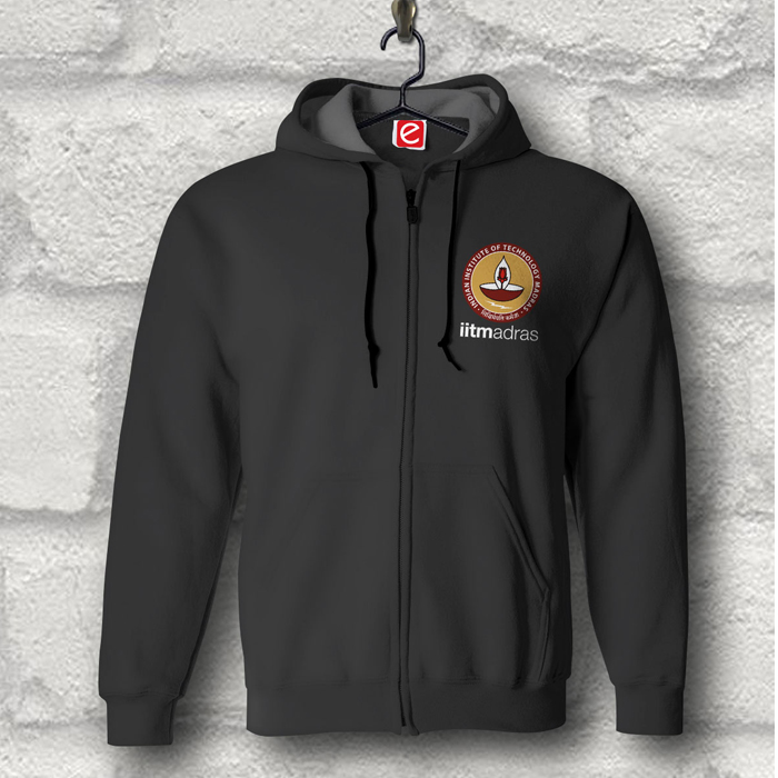 IIT Madras Hoodie - Black with Front Zip